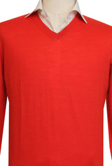 Cesare Attolini Red Sea Island Cotton V-Neck Sweater - (CA1122310) - Parent