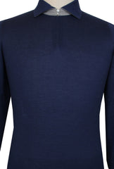 $1885 Cesare Attolini Navy Blue Cashmere Blend Polo Sweater - (CA321264) - Parent
