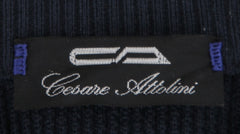 $1235 Cesare Attolini Dark Blue Silk Blend Polo Sweater - (CA321262) - Parent