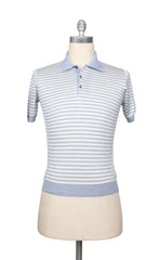 Cesare Attolini Light Blue Striped Silk Polo - Small/48 - (CA69221)