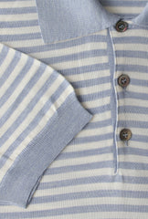 Cesare Attolini Light Blue Striped Silk Polo - (CA69221) - Parent