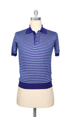 Cesare Attolini Blue Striped Silk Polo - (CA69222) - Parent