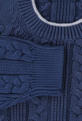 $1365 Cesare Attolini Blue Cotton Crewneck Sweater - (CA124262) - Parent