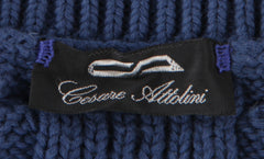 $1365 Cesare Attolini Blue Cotton Crewneck Sweater - (CA124262) - Parent