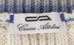 $1560 Cesare Attolini Off White Cotton V-Neck Sweater - (CA124263) - Parent