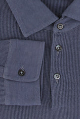 $1820 Cesare Attolini Blue Silk Blend Polo Sweater - (CA321261) - Parent