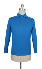$1560 Cesare Attolini Blue Solid Cotton Polo - (CA81268) - Parent