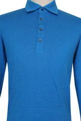 $1560 Cesare Attolini Blue Solid Cotton Polo - (CA81268) - Parent