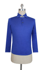 $1625 Cesare Attolini Blue Cashmere Blend Polo Sweater - S/48 - (CA321263)