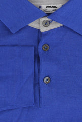 $1625 Cesare Attolini Blue Cashmere Blend Polo Sweater - (CA321263) - Parent