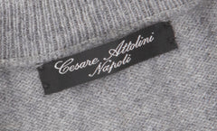 Cesare Attolini Light Gray Cashmere V-Neck Sweater - (CA419233) - Parent