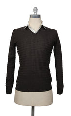 Cesare Attolini Brown Wool & Silk V-Neck Sweater - M/50 - (CA17237)
