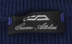$2080 Cesare Attolini Blue Cashmere Crewneck Sweater - (CA124261) - Parent