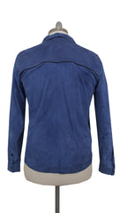 $12350 Cesare Attolini Blue Leather Solid Jacket - (CA9420244) - Parent