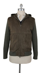 $5590 Cesare Attolini Dark Green Leather Solid Jacket - 46/56 - (CA725242)