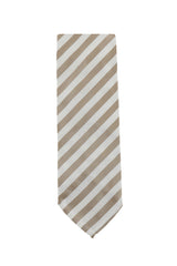 Cesare Attolini Beige Striped Silk Tie (1510)