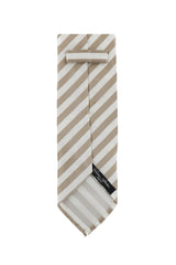 Cesare Attolini Beige Striped Silk Tie (1510)