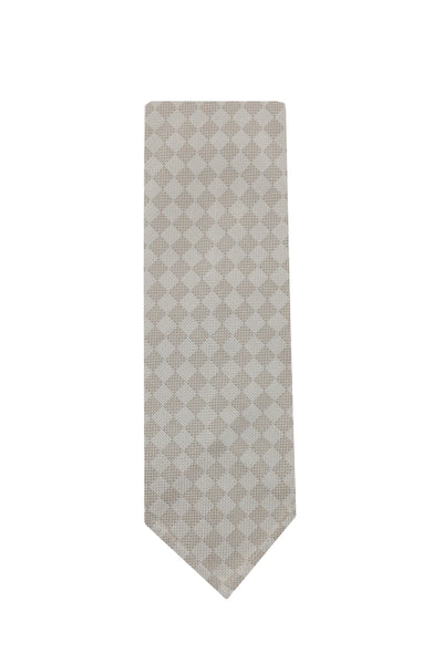 Cesare Attolini Beige Check Silk Tie (150)