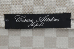 Cesare Attolini Beige Check Silk Tie (150)