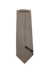 Cesare Attolini Beige Geometric Silk Tie (1521)