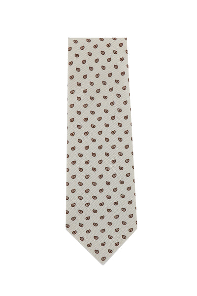 Cesare Attolini Beige Paisley Silk Tie (1511)