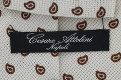 Cesare Attolini Beige Paisley Silk Tie (1511)