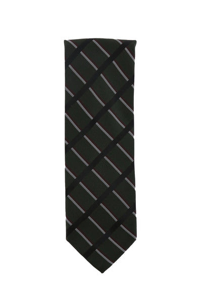 Cesare Attolini Dark Green Striped Silk Tie (1552)