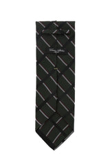 Cesare Attolini Dark Green Striped Silk Tie (1552)