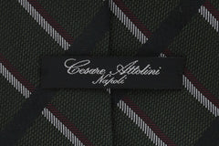 Cesare Attolini Dark Green Striped Silk Tie (1552)