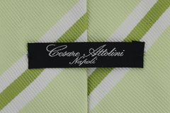 Cesare Attolini Green Striped Silk Tie (10007)