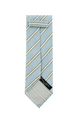 Cesare Attolini Light Blue Striped Linen Blend Tie (1601)