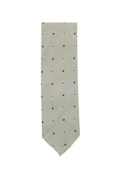 Cesare Attolini Cream Polka Dot Silk Tie (1515)