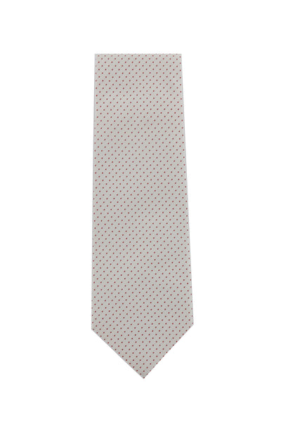 Cesare Attolini Off White Polka Dot Silk Tie (1560)