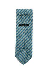 Cesare Attolini Turquoise Blue Striped Silk Tie (1604)