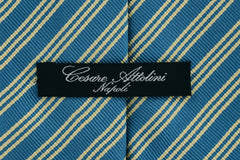 Cesare Attolini Turquoise Blue Striped Silk Tie (1604)