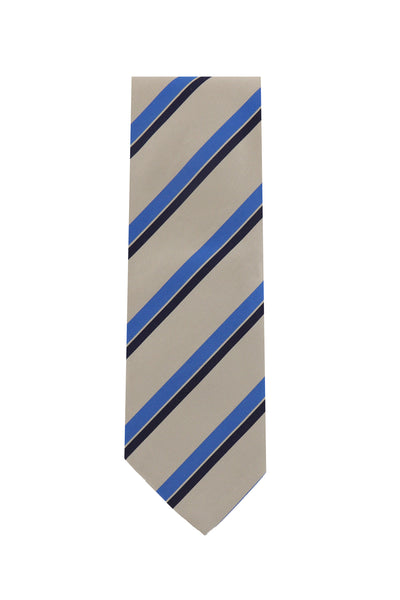 Cesare Attolini Beige Striped Silk Tie (1518)