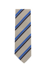 Cesare Attolini Beige Striped Silk Tie (1518)