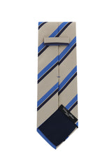 Cesare Attolini Beige Striped Silk Tie (1518)