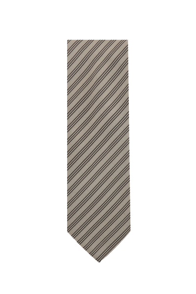 Cesare Attolini Beige Striped Silk Tie (1521)