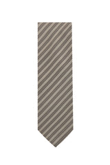 Cesare Attolini Beige Striped Silk Tie (1521)
