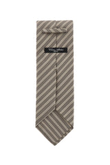 Cesare Attolini Beige Striped Silk Tie (1521)