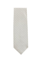 Cesare Attolini Off White Polka Dot Silk Tie (1527)