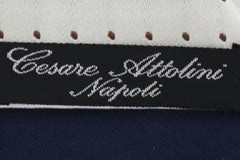 Cesare Attolini Off White Polka Dot Silk Tie (1527)
