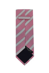 Cesare Attolini Pink Striped Silk Tie (1568)
