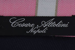 Cesare Attolini Pink Striped Silk Tie (1568)