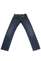 $904 Cesare Attolini Denim Blue Solid Jeans - Slim - (CA926264) - Parent