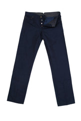 $904 Cesare Attolini Blue Solid Cotton Blend Pants - Slim - (CA63261) - Parent