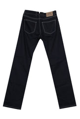 $695 Cesare Attolini Dark Blue Solid Jeans - Slim - (CA515244) - Parent