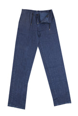 $910 Cesare Attolini Blue Solid Linen Pants - Slim - (CA9262610) - Parent