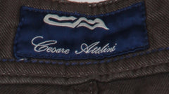 $904 Cesare Attolini Brown Solid Jeans - Slim - (CA9262626) - Parent